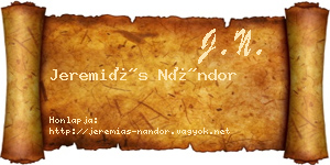 Jeremiás Nándor névjegykártya